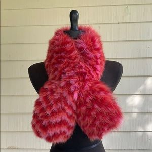 Rare Vintage David Goodman Red/Pink Real Fur Stole